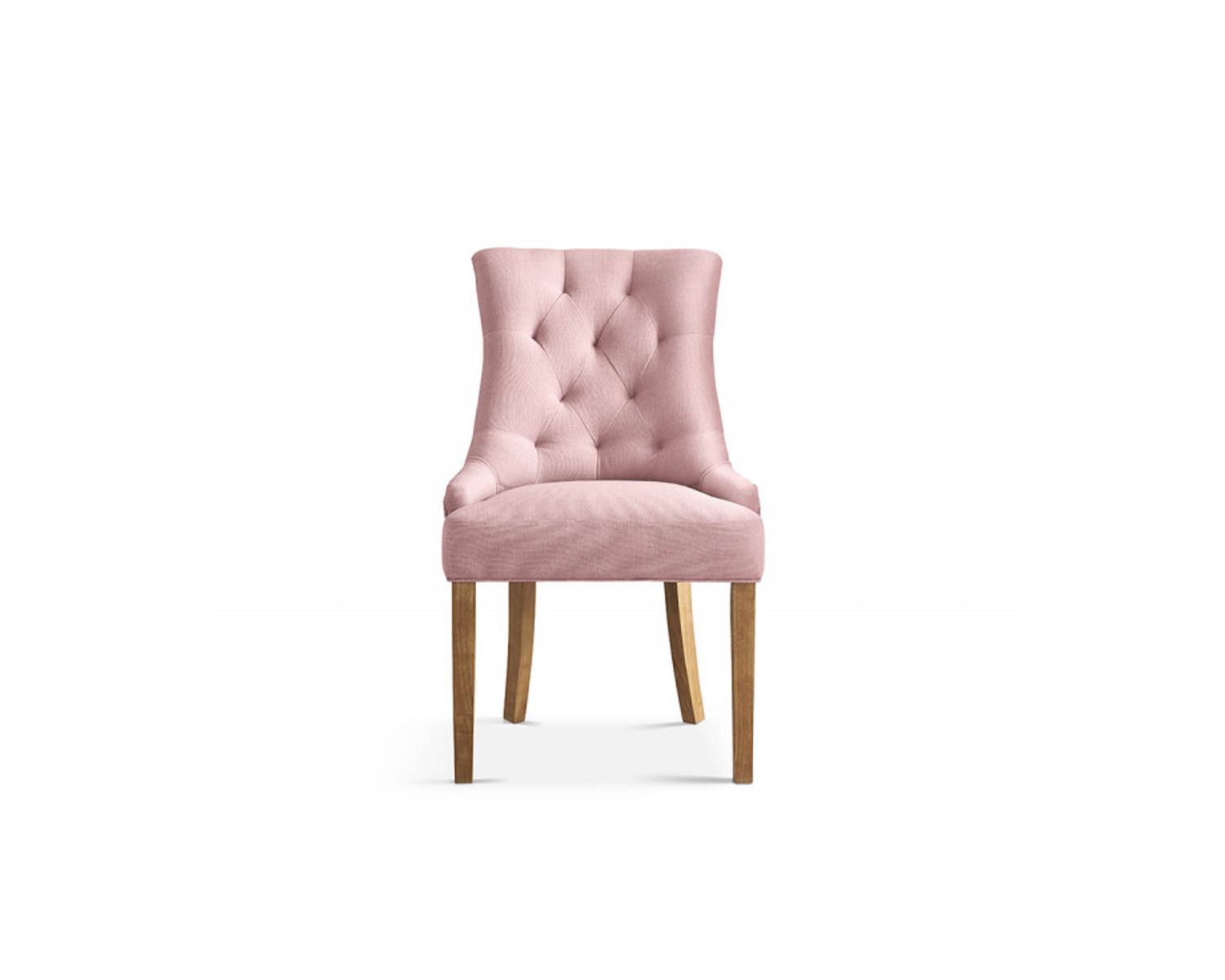 Lot de 2 chaises en tissu rose dossier capitonné "Charme"