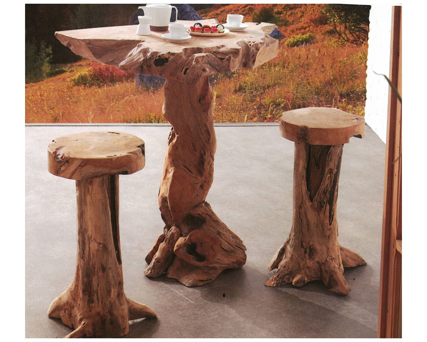 Table haute teck massif "Farmer" Casita