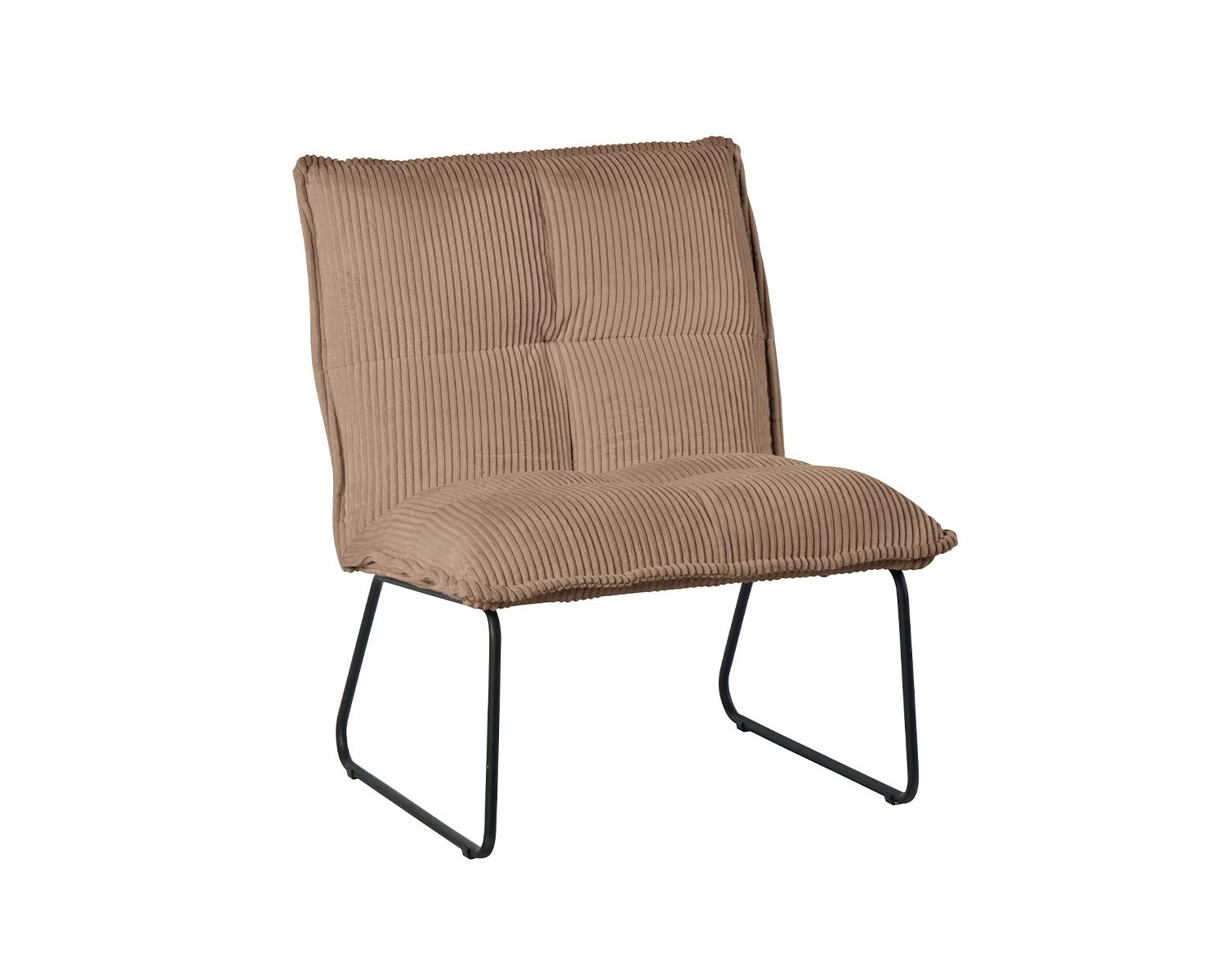 Lot de 2 fauteuils sans accoudoirs en velours côtelé camel "Calvin"