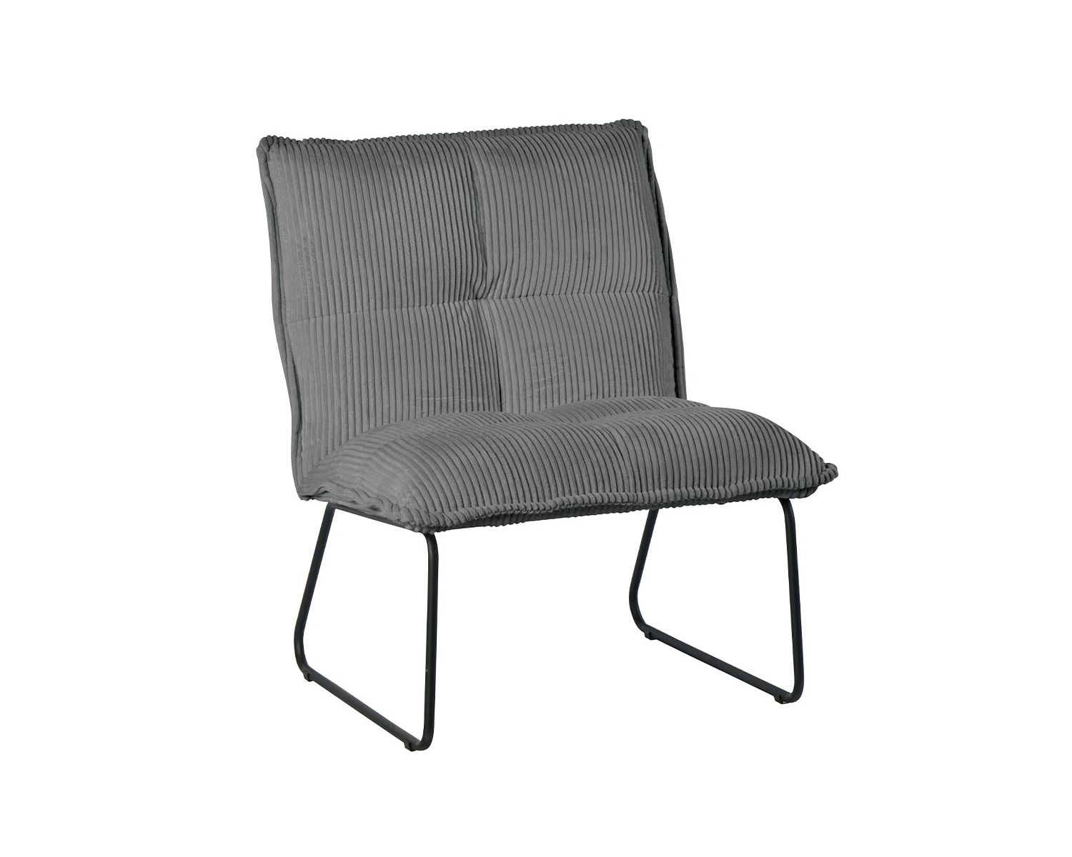 Lot de 2 fauteuils sans accoudoirs en velours cotelé gris "Calvin"