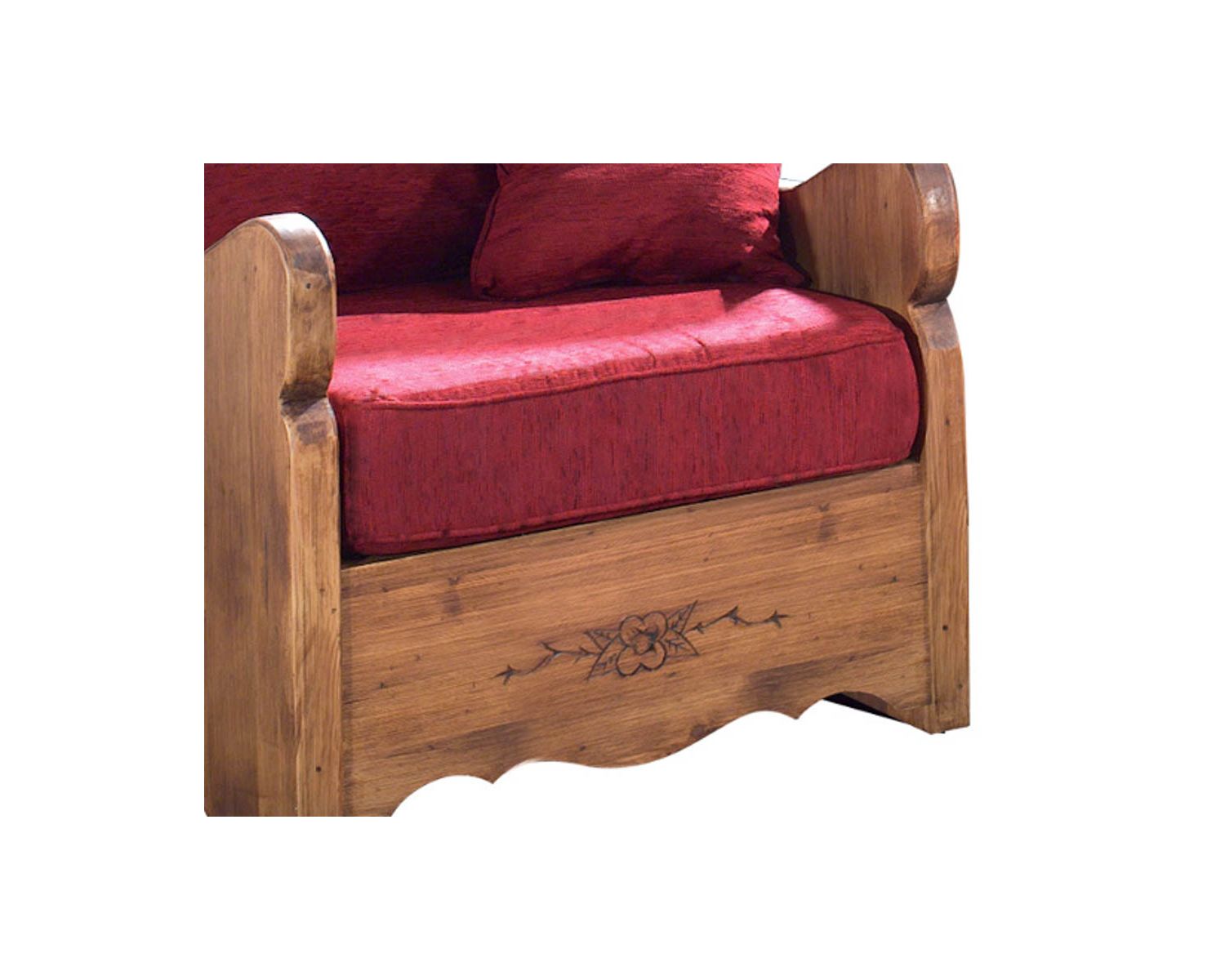 Fauteuil de style rustique en pin massif et tissu au choix "Alaska"