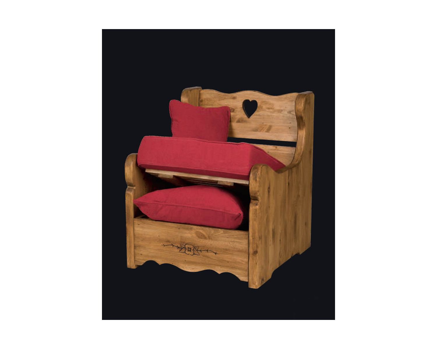 Fauteuil de style rustique en pin massif et tissu au choix "Alaska"