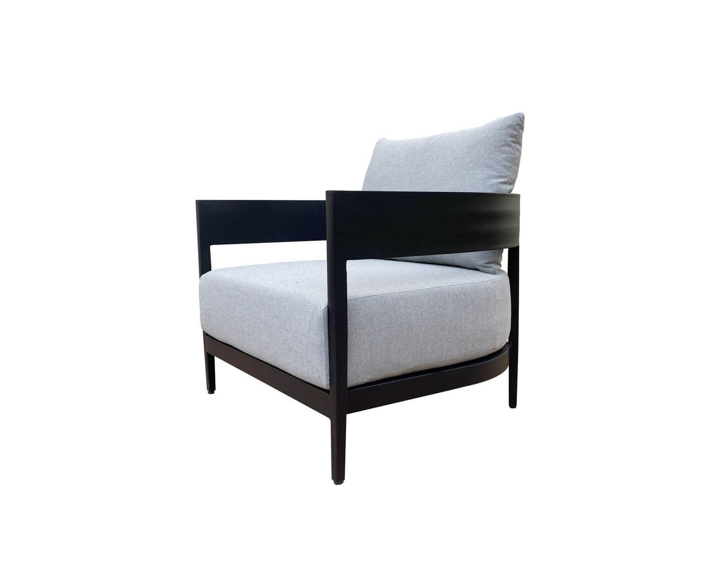 Salon de jardin 2 fauteuils 1 canapé aluminium et tissu gris "Blois"