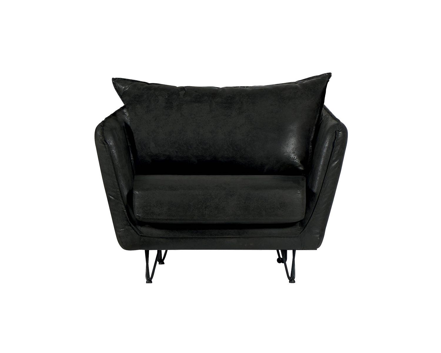 Fauteuil style club vintage en tissu gris foncé toucher doux "Hasting"