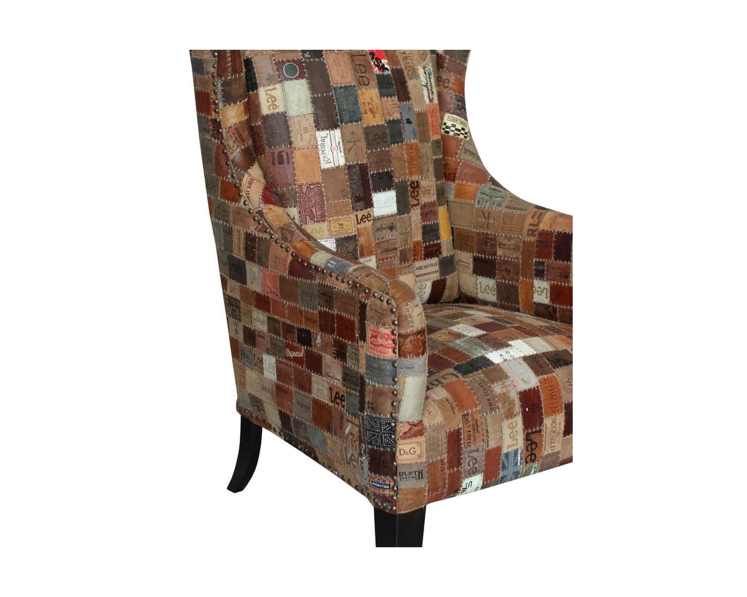 Fauteuil bergère 100% unique tissu recyclé et bois "Pop Vintage"