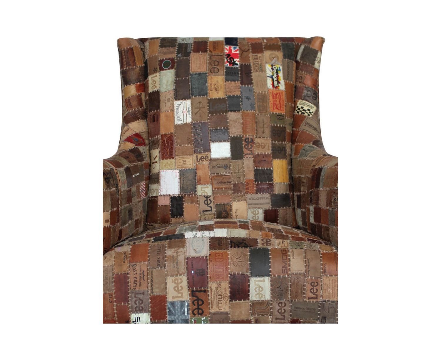 Fauteuil bergère 100% unique tissu recyclé et bois "Pop Vintage"