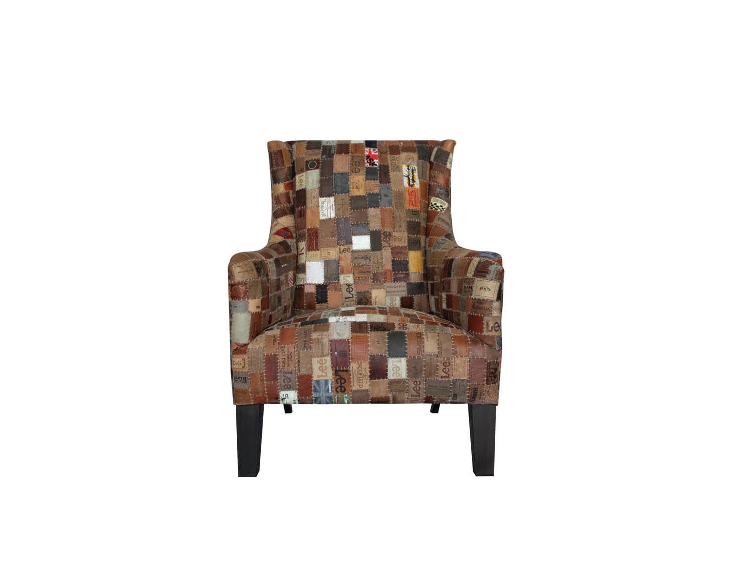 Fauteuil bergère 100% unique tissu recyclé et bois "Pop Vintage"