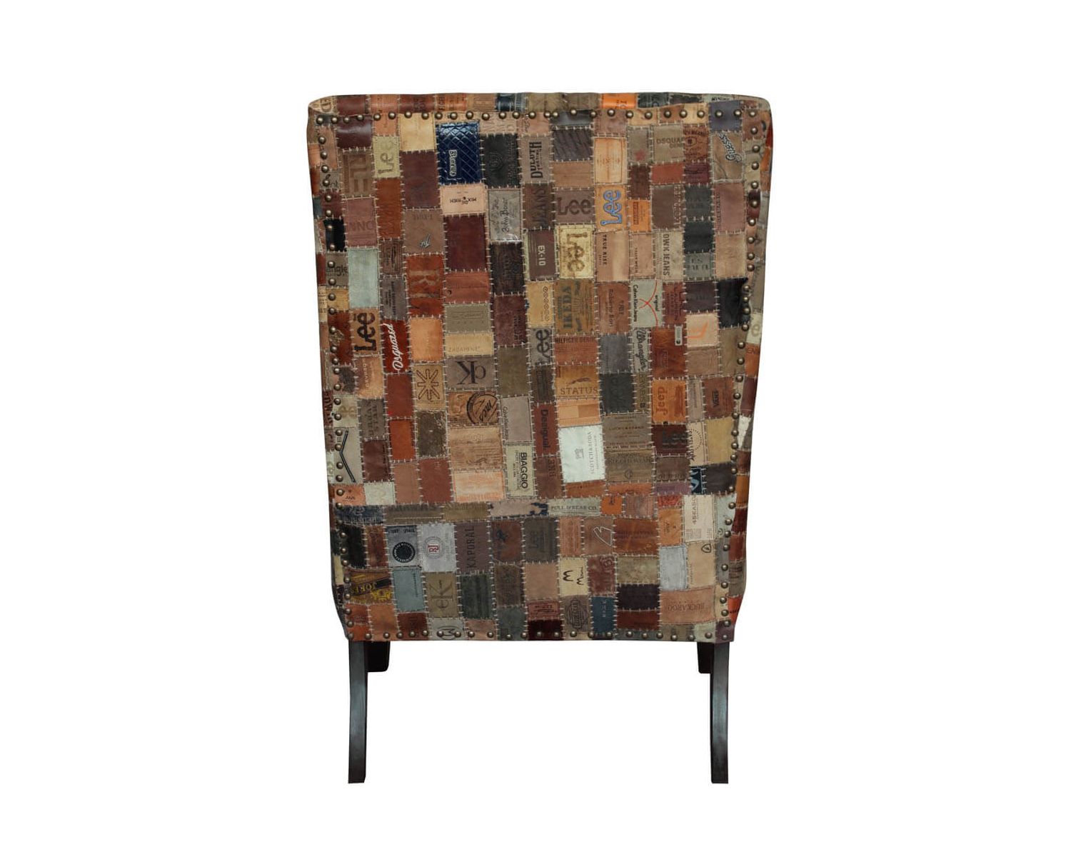 Fauteuil bergère 100% unique tissu recyclé et bois "Pop Vintage"