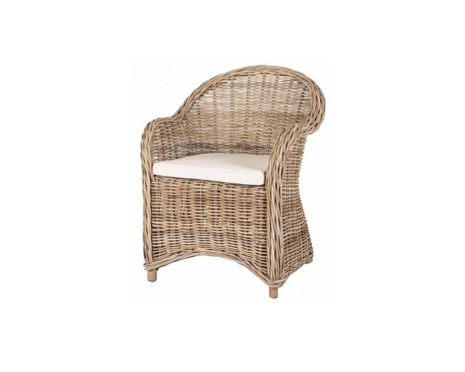 Fauteuil de jardin en rotin kubu grisé, assise en tissu "Balangan Beach"