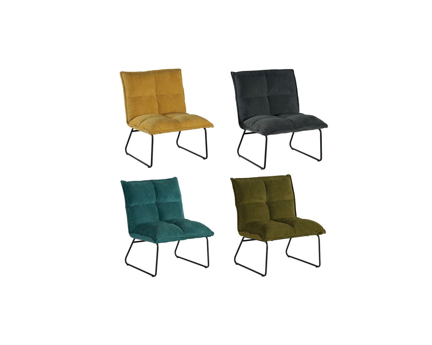 Duo de fauteuils style vintage "Calgari" jaune ultra confort