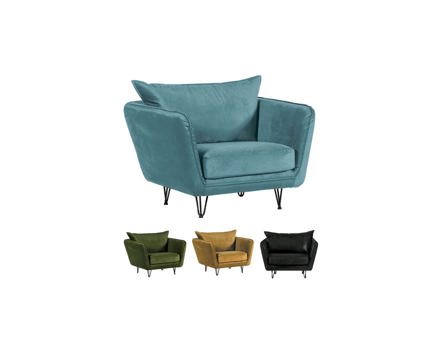 Fauteuil style club vintage en tissu gris foncé toucher doux "Hasting"