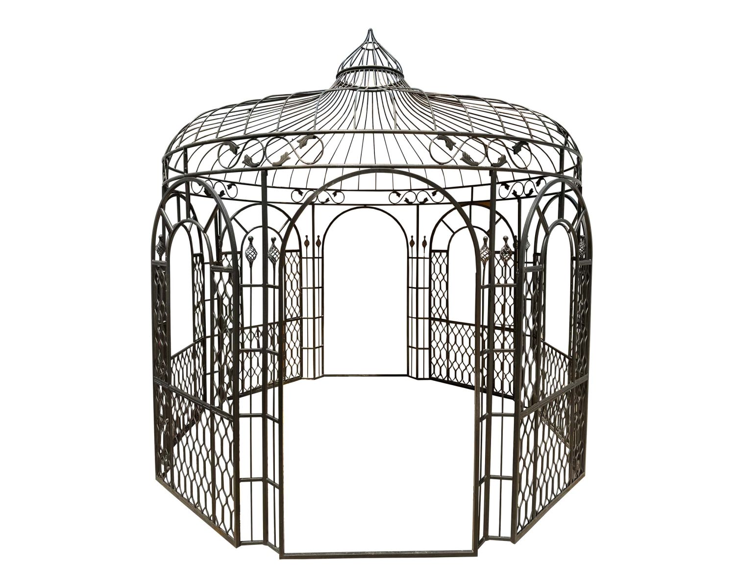 Kiosque rond en fonte aspect fer forgé "Gardénia" diamètre 2m85