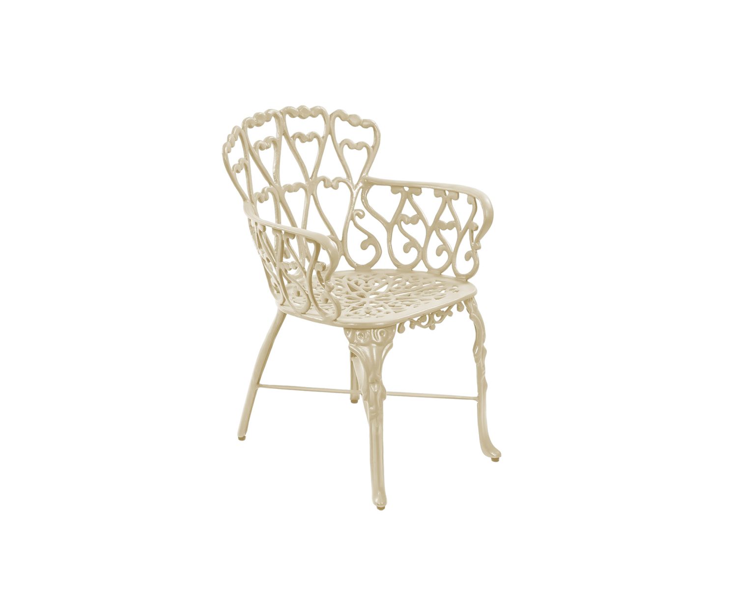 Chaise de jardin en fonte aspect fer forgé blanc vieilli "Gardénia"