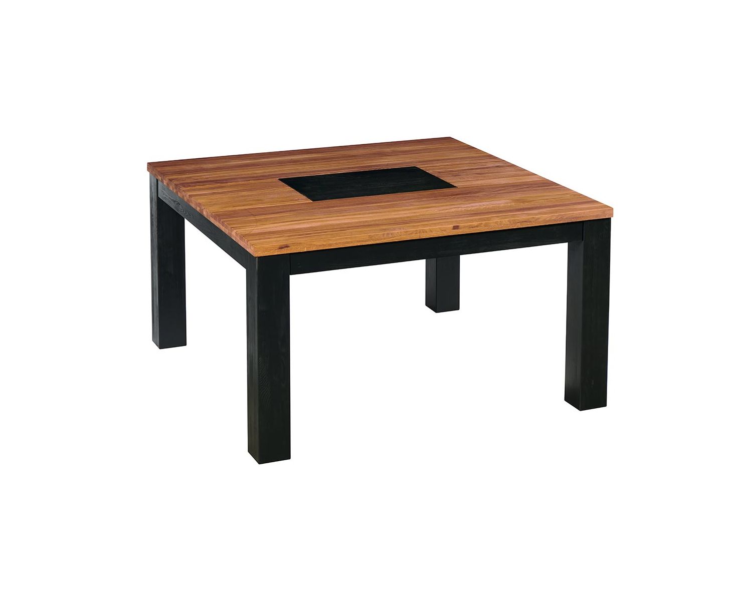 Table carrée en chêne 140x140 "Flix" coloris bois et noir