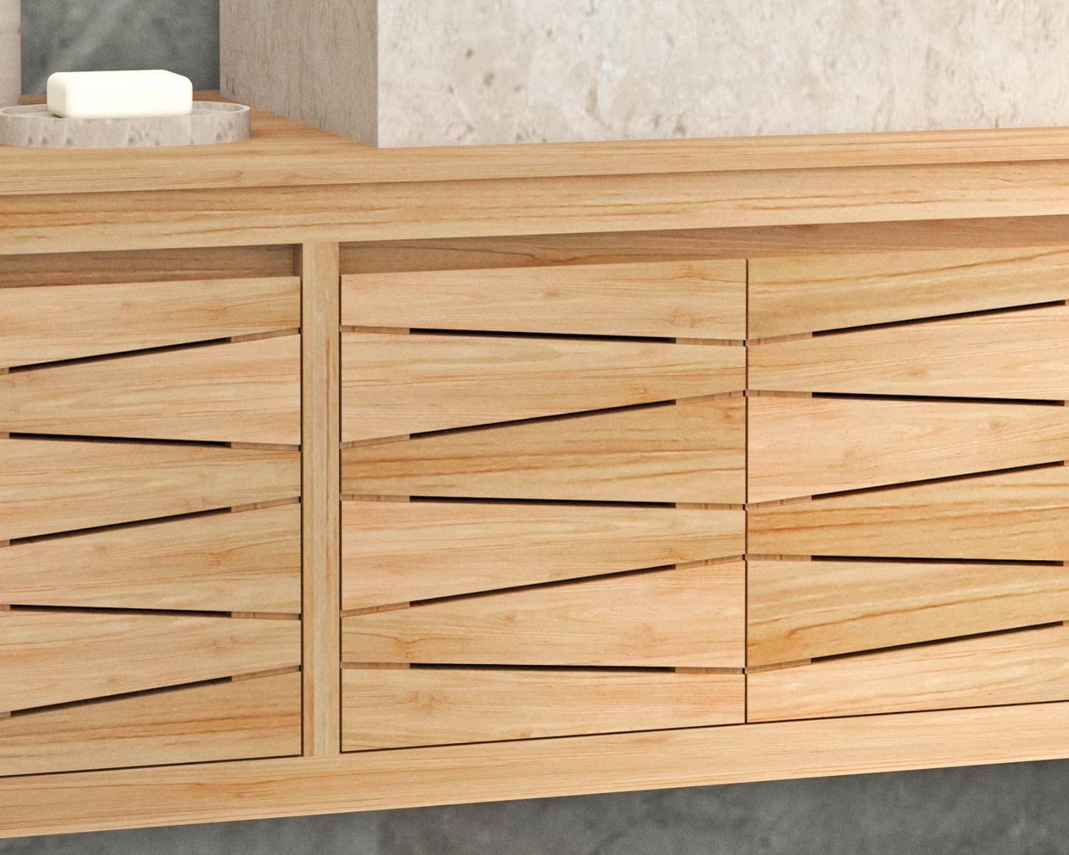 Meuble sous vasque suspendu en teck 120 cm "Moho"