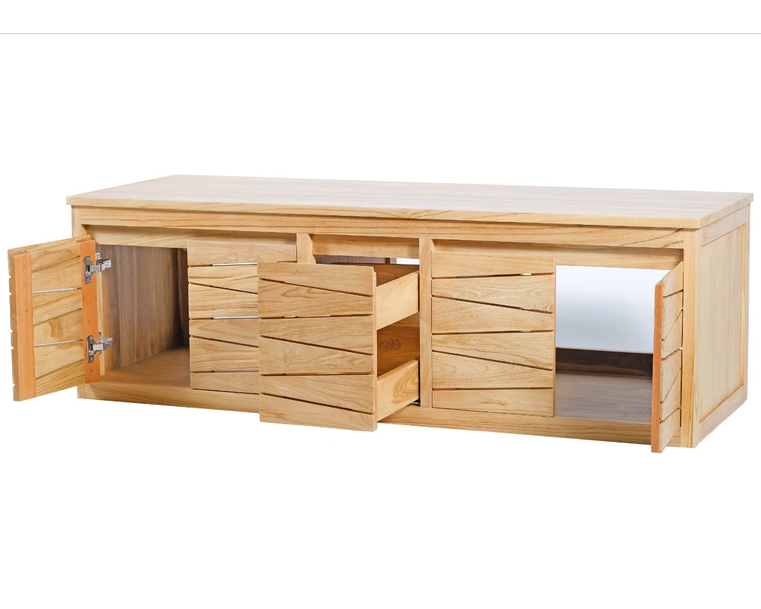 Meuble sous vasque suspendu en teck 140 cm "Moho"