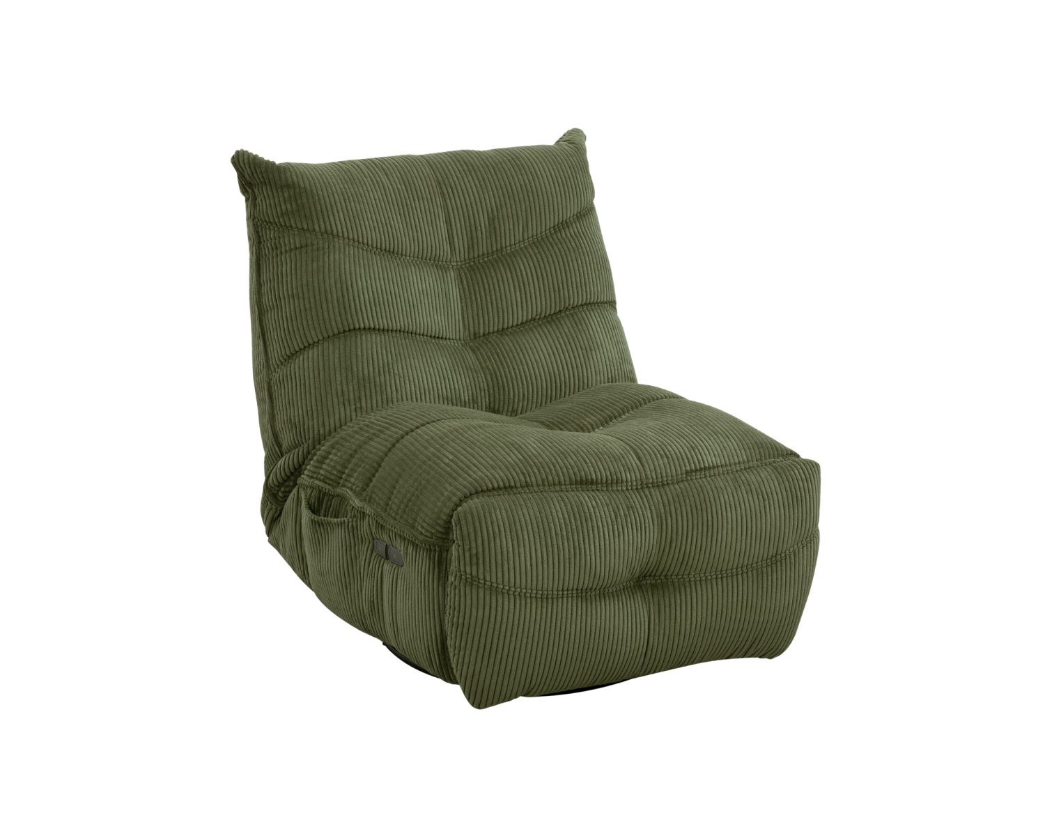 Fauteuil relax esprit cosy en velours côtelé vert "Cascada" avec inclinaison électrique