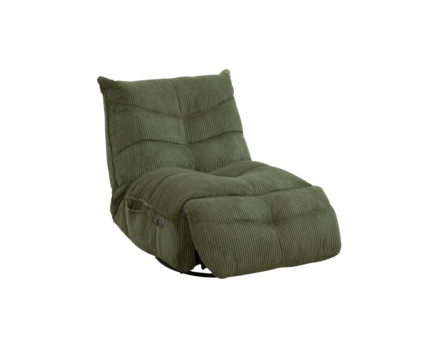 Fauteuil relax esprit cosy en velours côtelé vert "Cascada" avec inclinaison électrique