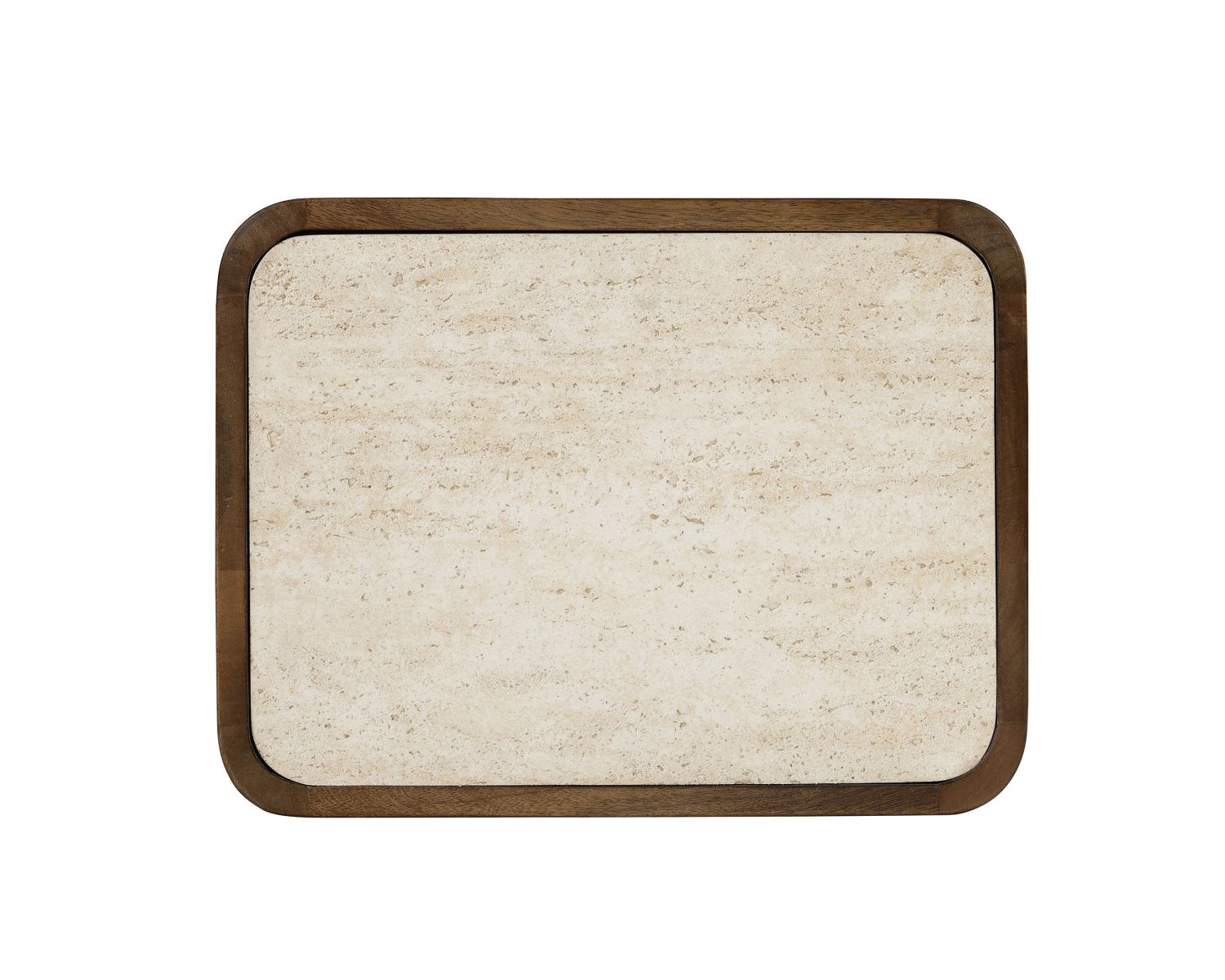 Table de chevet en bois foncé design organique "Netty" avec plateau effet travertin