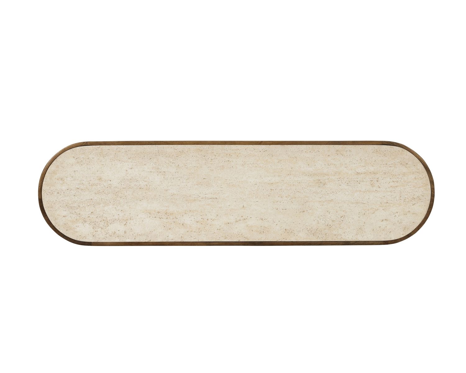Console en bois foncé design organique "Netty" avec plateau effet travertin