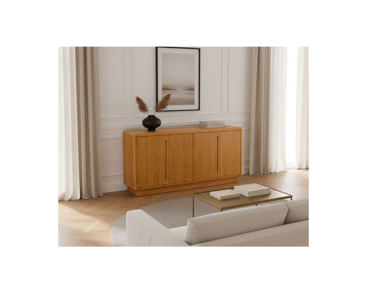 Buffet contemporain 4 portes "Laumie" teinte chêne