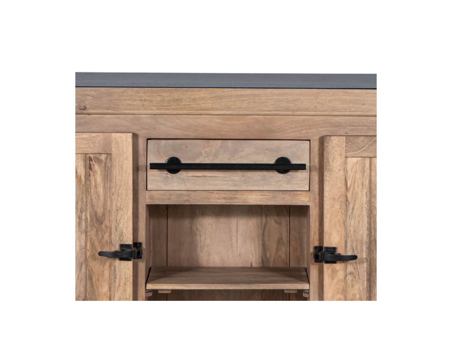 Grand billot de cuisine bois massif plateau pierre "Grand Chef" 165 cm