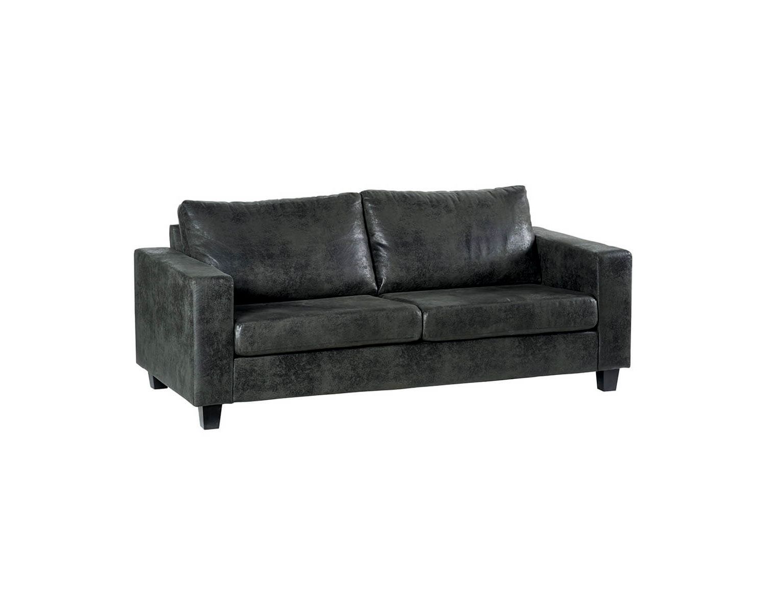 Canapé droit 3 places "Thomson" tissu microfibre gris foncé