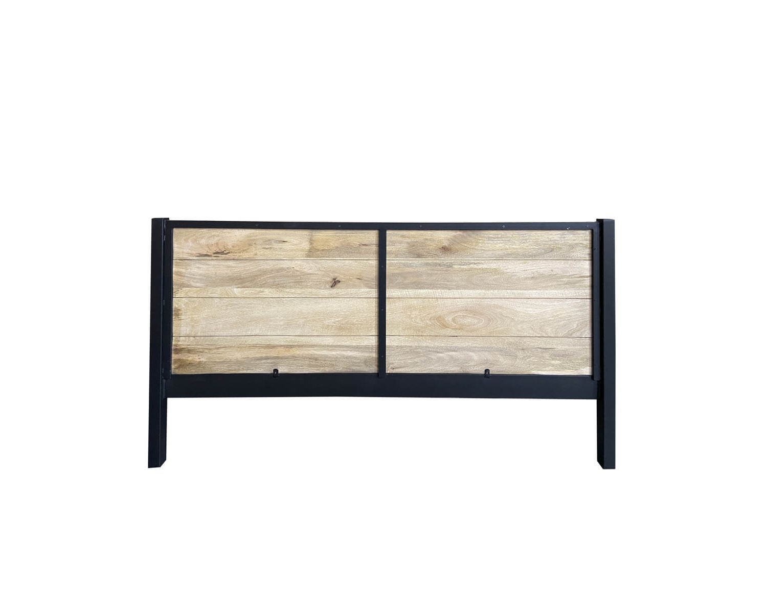 Lit King Size style industriel métal noir et bois naturel "Atelier"