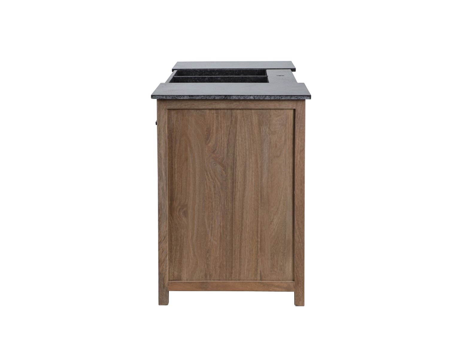 Meuble évier bois massif et pierre 164 cm "Grand Chef"