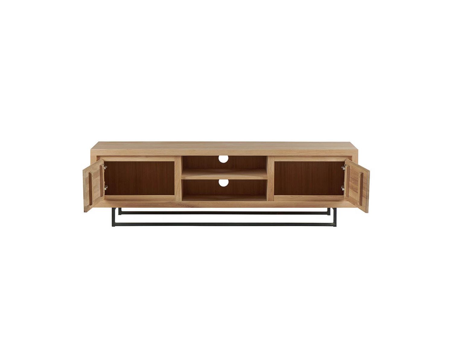Meuble TV 2 niches 2 portes chêne et métal « Ripley » style épuré