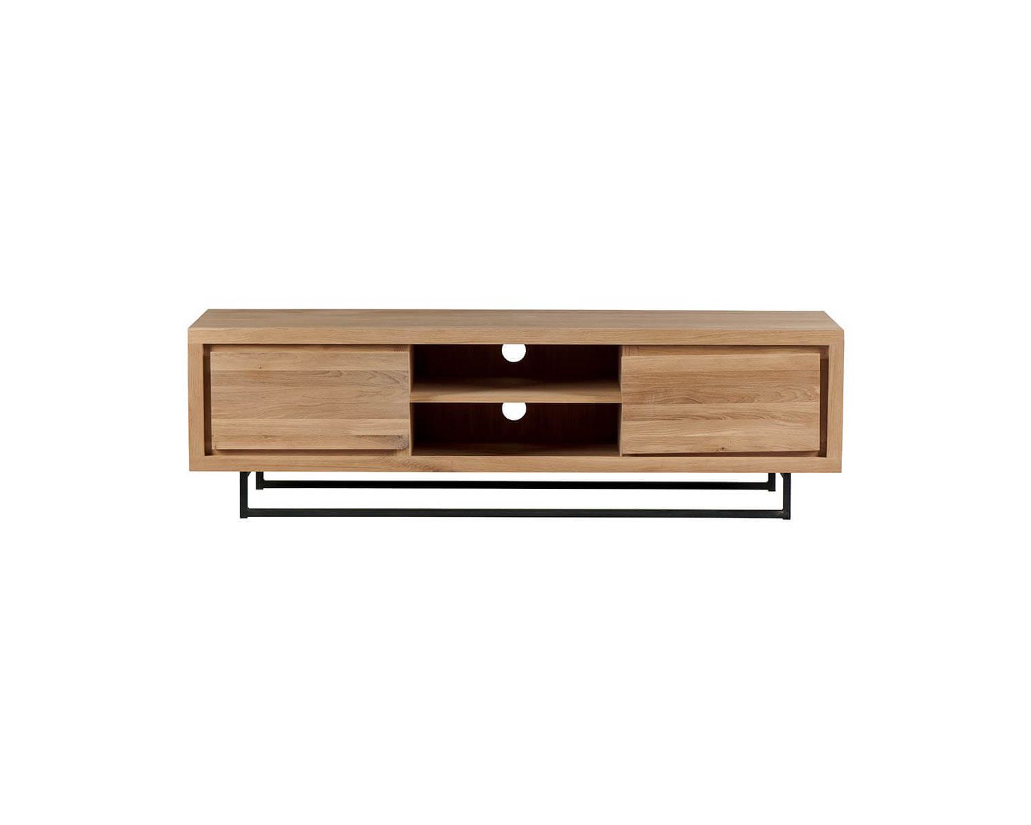 Meuble TV 2 niches 2 portes chêne et métal « Ripley » style épuré