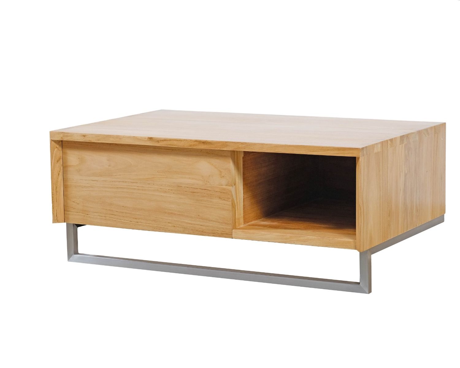 Meuble sous vasque suspendu en teck avec porte serviette 80 cm "Tika"