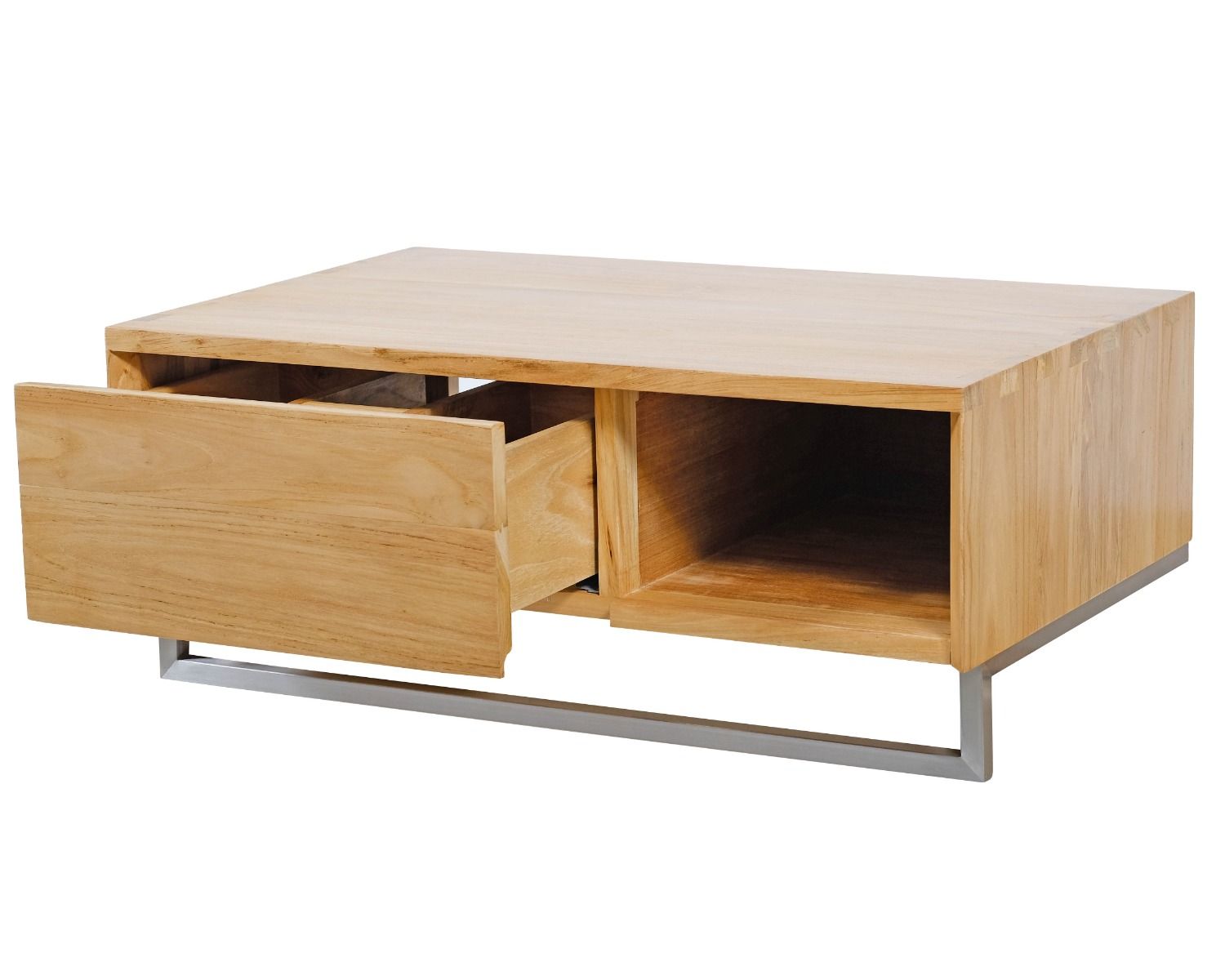 Meuble sous vasque suspendu en teck avec porte serviette 80 cm "Tika"