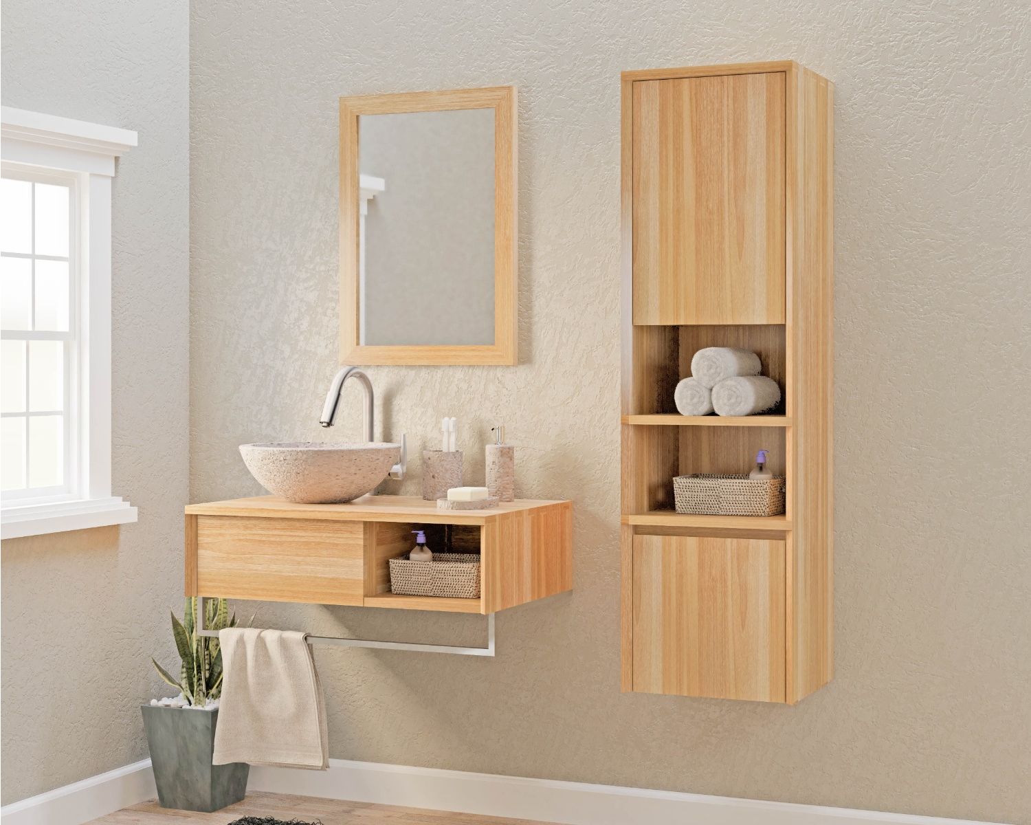 Miroir rectangulaire cadre en teck 50x70 cm