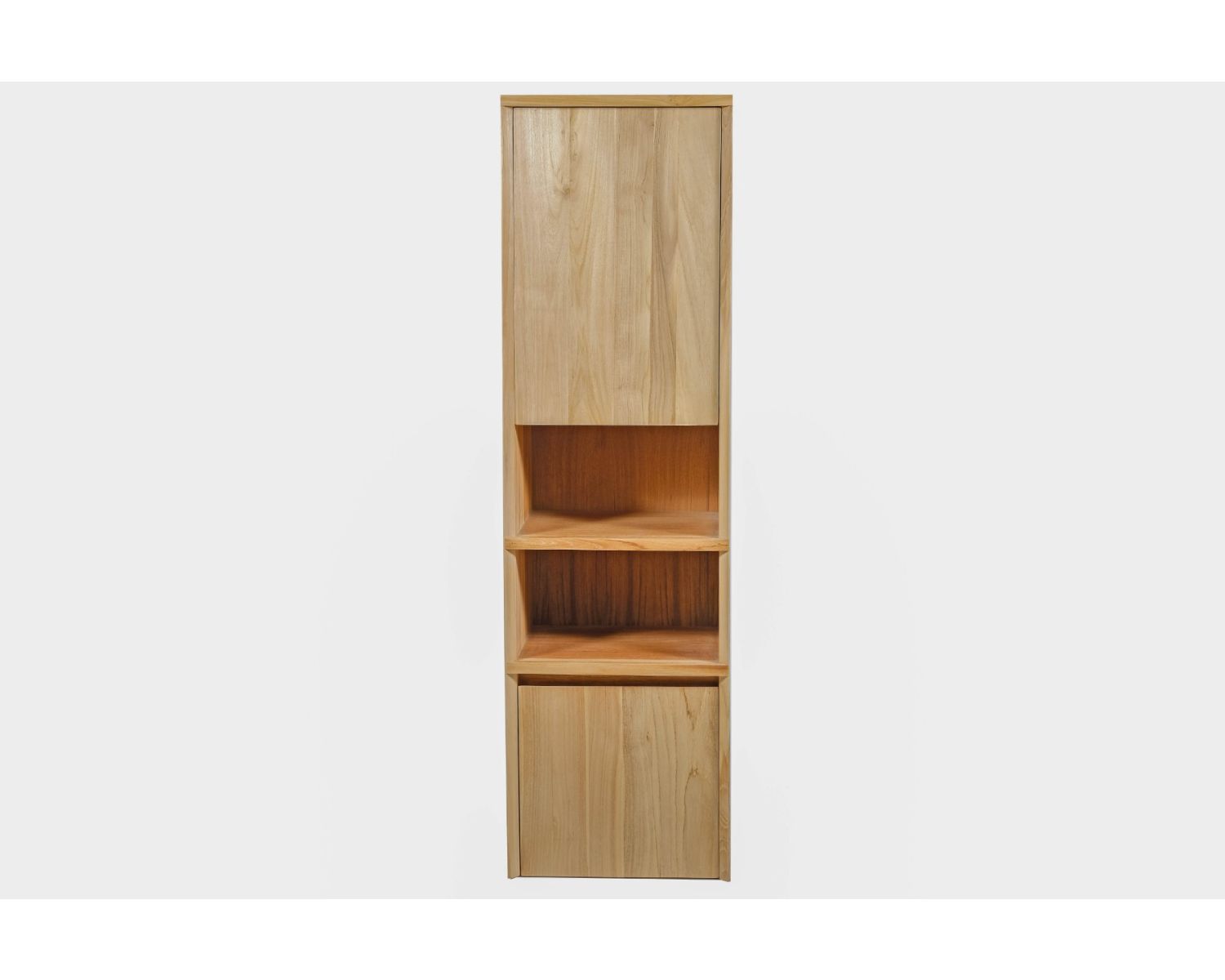 Colonne de rangement en teck avec porte, niches et tiroir "Tika"