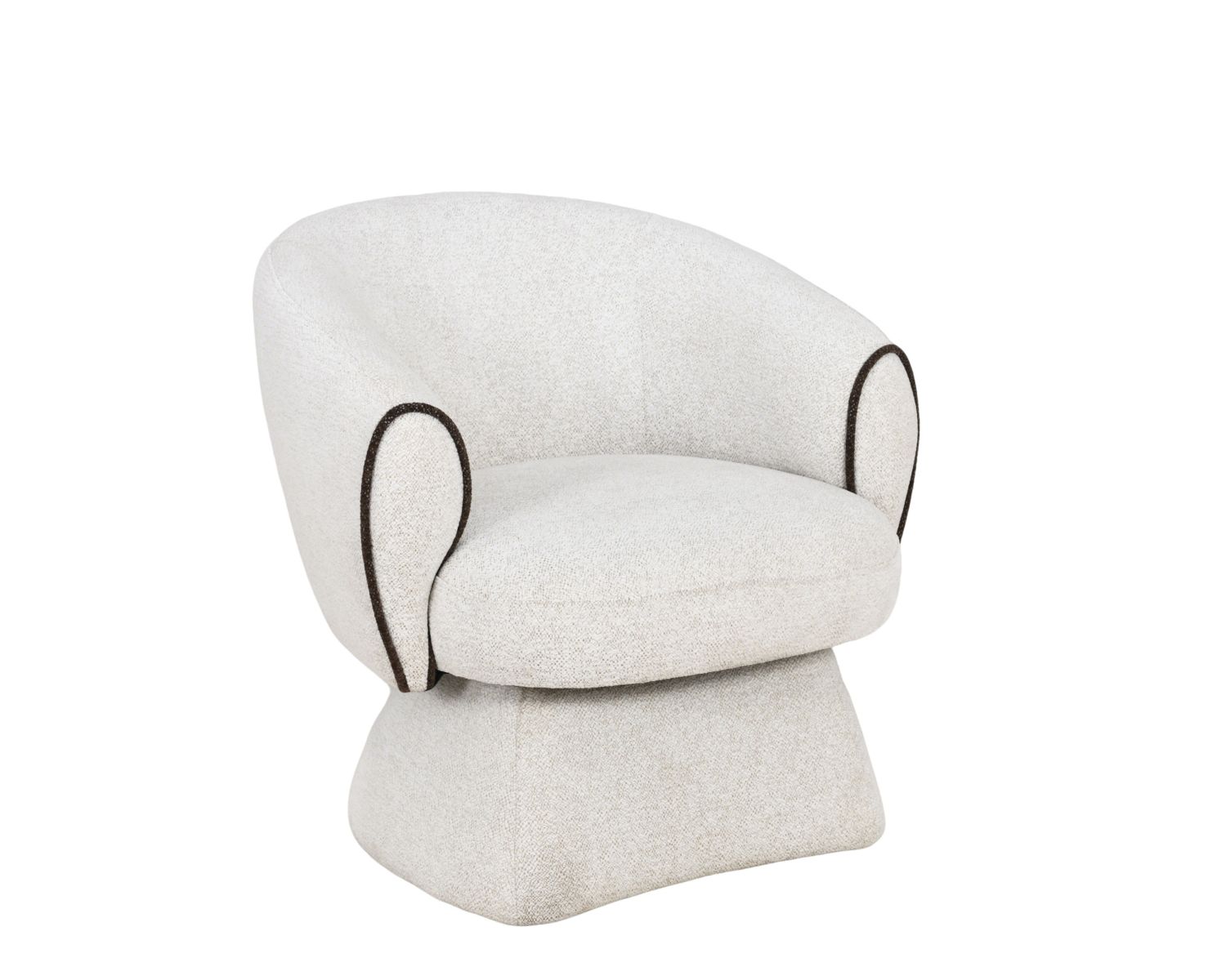 Petit fauteuil lounge en tissu bouclette blanc cassé "Sweet Culture" design enveloppant