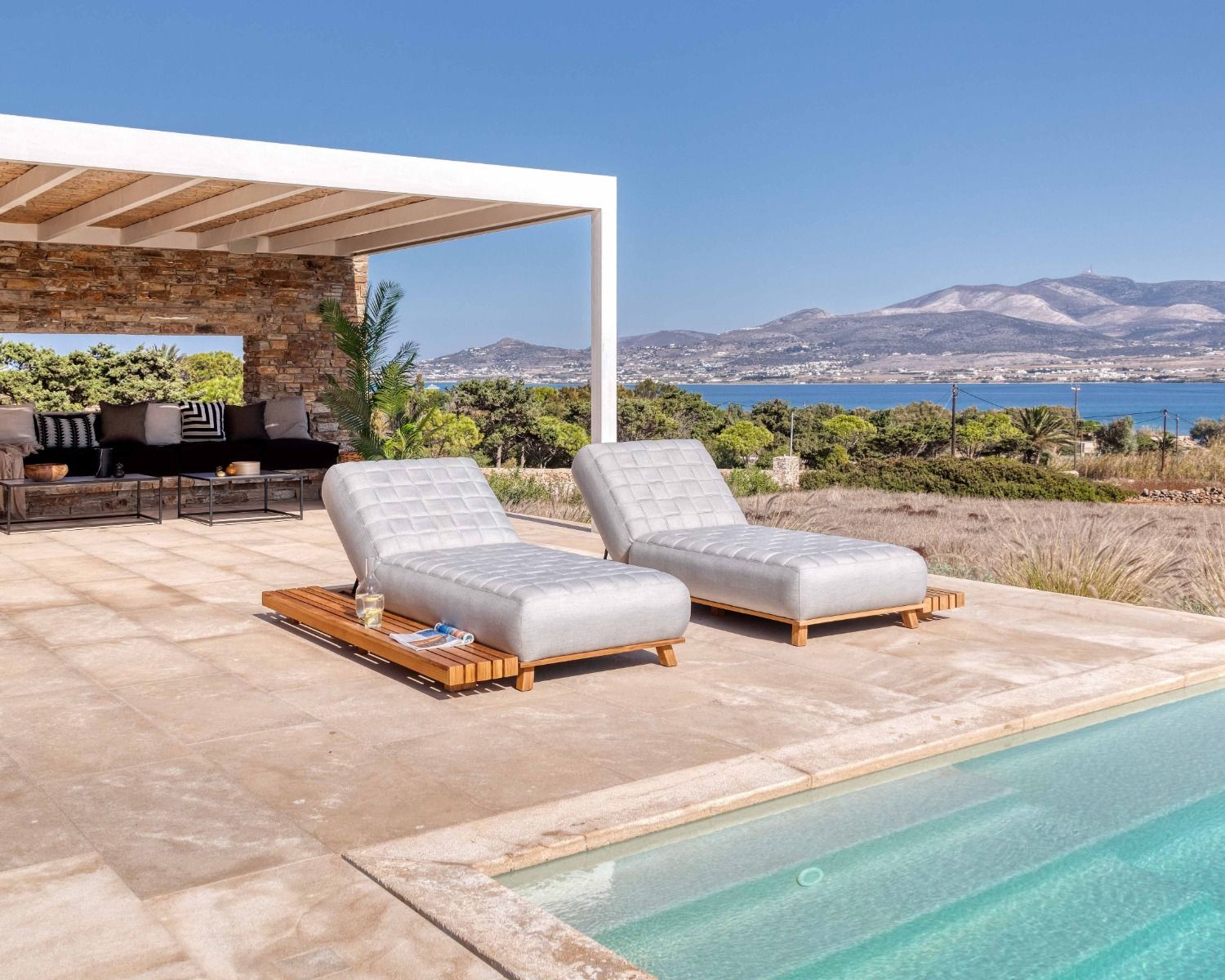 Tablette d'agrément en teck pour bain de soleil "Lombok"