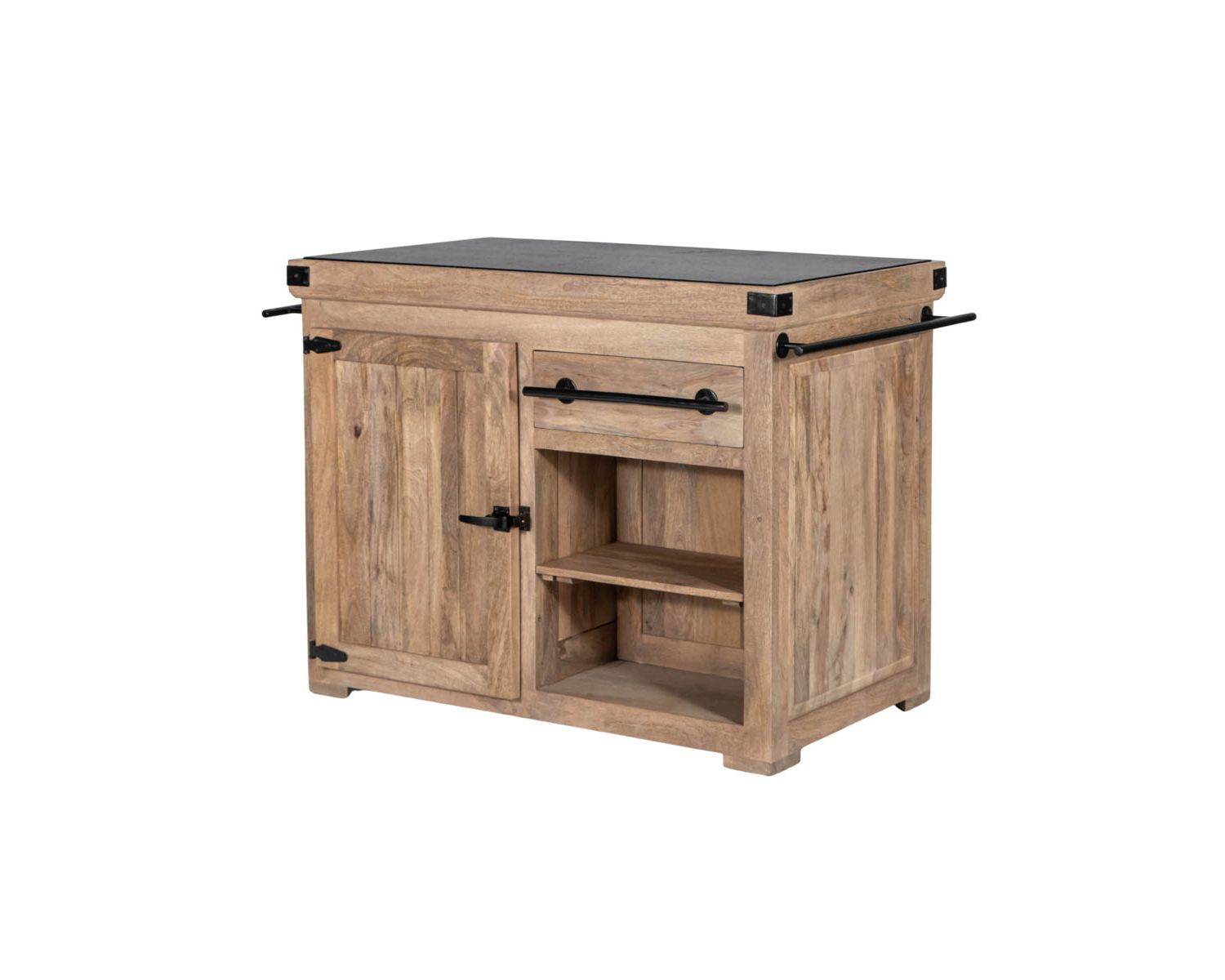 Billot de cuisine bois massif "Grand Chef" 115cm plateau pierre