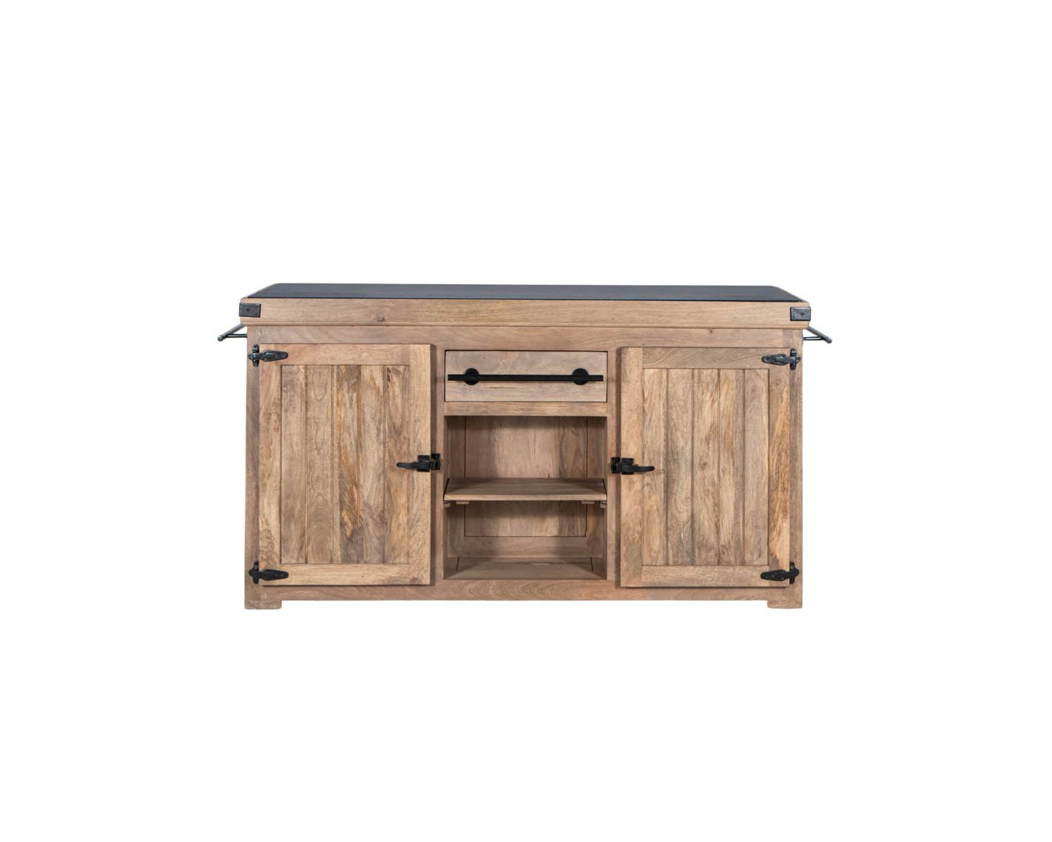 Grand billot de cuisine bois massif plateau pierre "Grand Chef" 165 cm