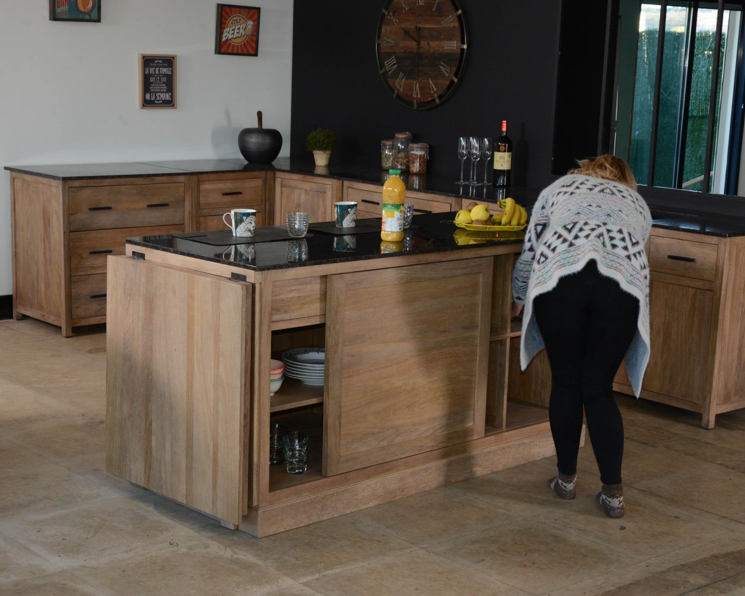 Meuble bois massif de cuisine 1 porte "Grand Chef"