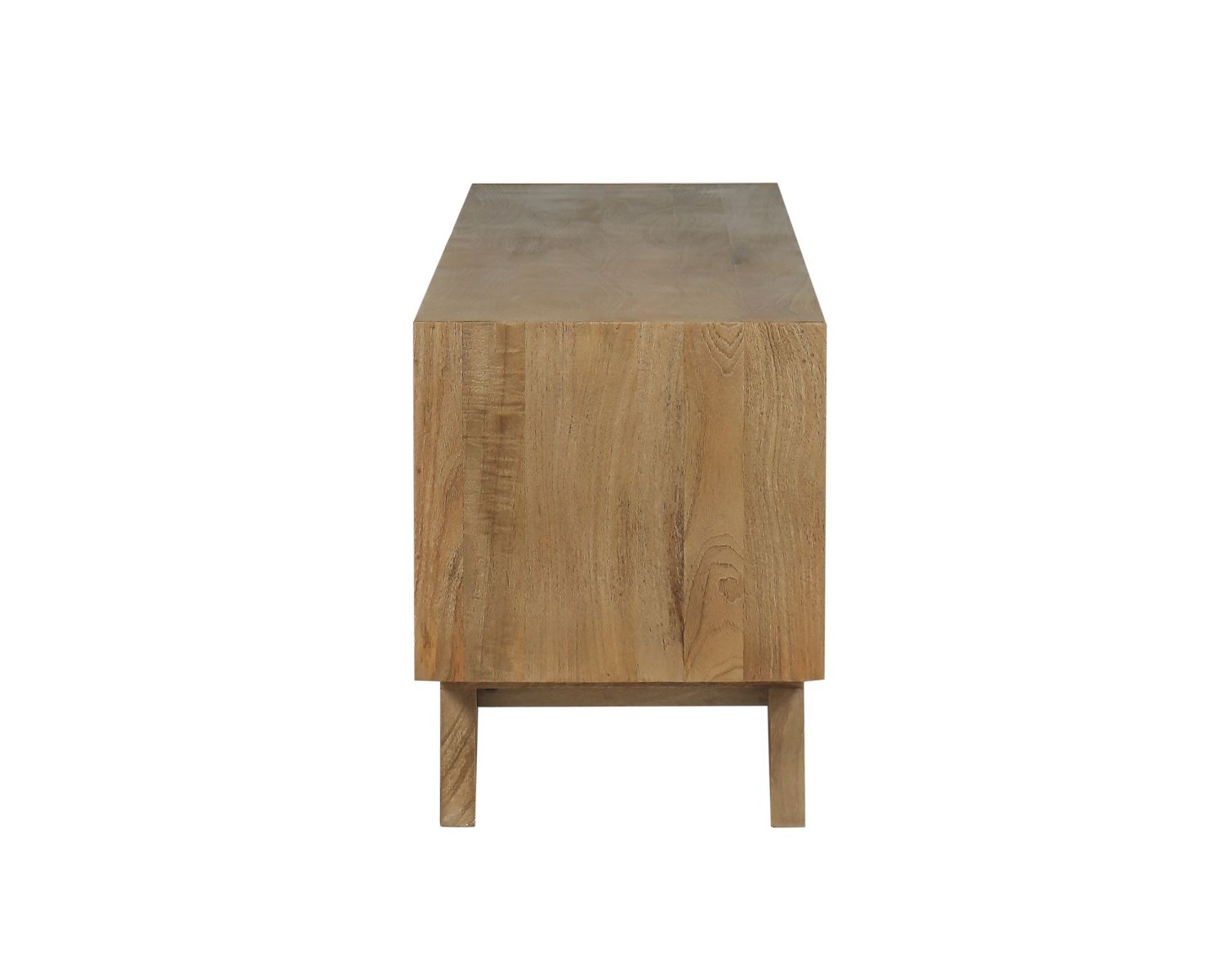 Meuble TV 170 cm en manguier massif  style scandinave "Elyka" avec double porte et niches