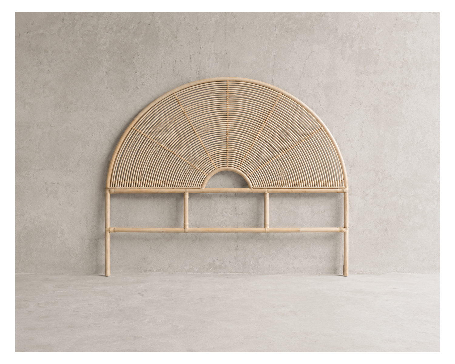 Tête de lit 140 cm style ethnique en rotin "Solira" forme arrondie