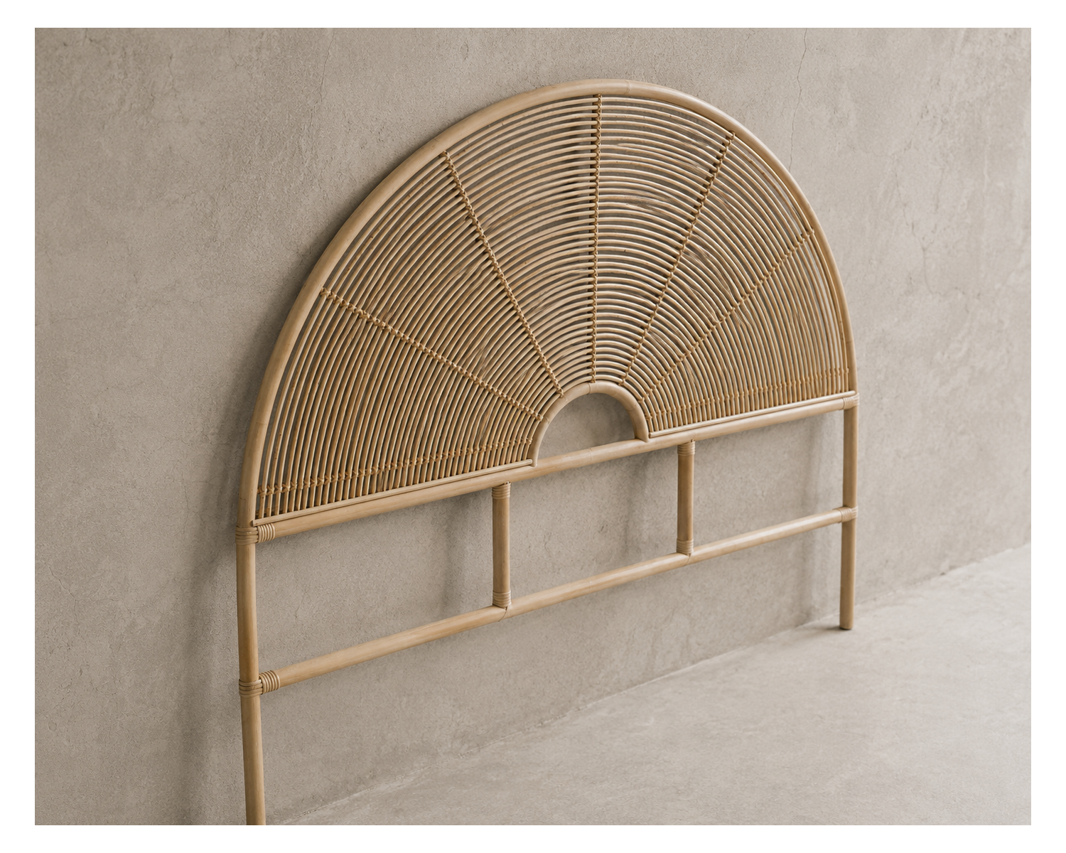 Tête de lit style ethnique en rotin "Solira" forme arrondie 160 cm