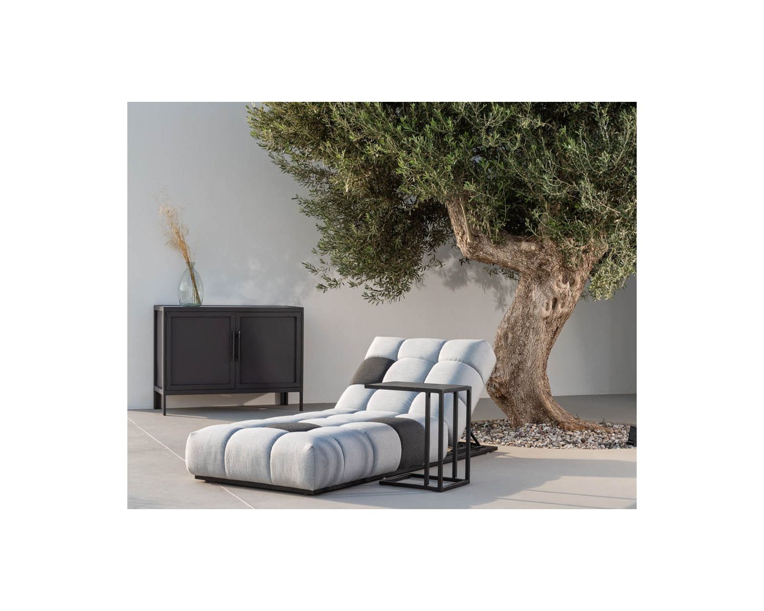 Bain de soleil en tissu Sunbrella gris clair et foncé "Lazy Beach"