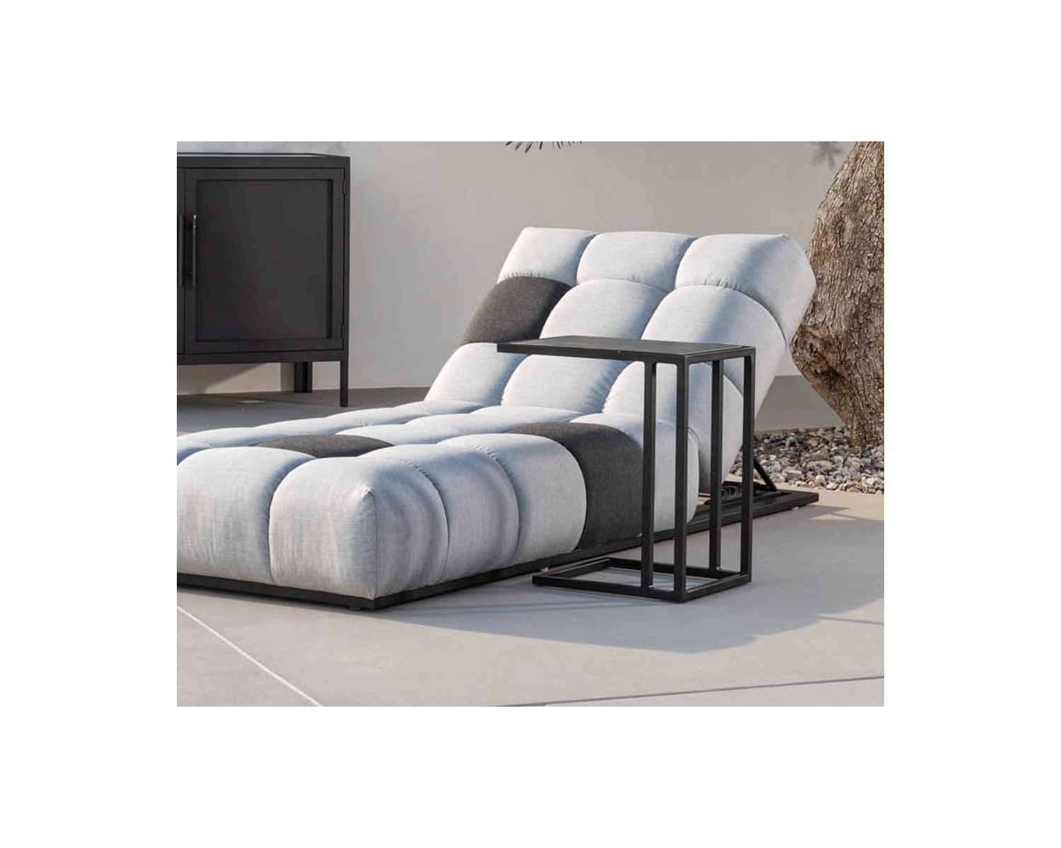 Bain de soleil en tissu Sunbrella gris clair et foncé "Lazy Beach"