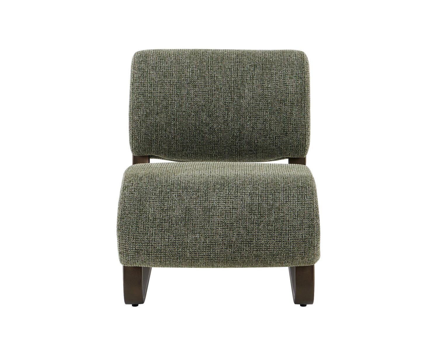 Fauteuil design moderne en tissu bouclette kaki "Luno" structure métal bronze