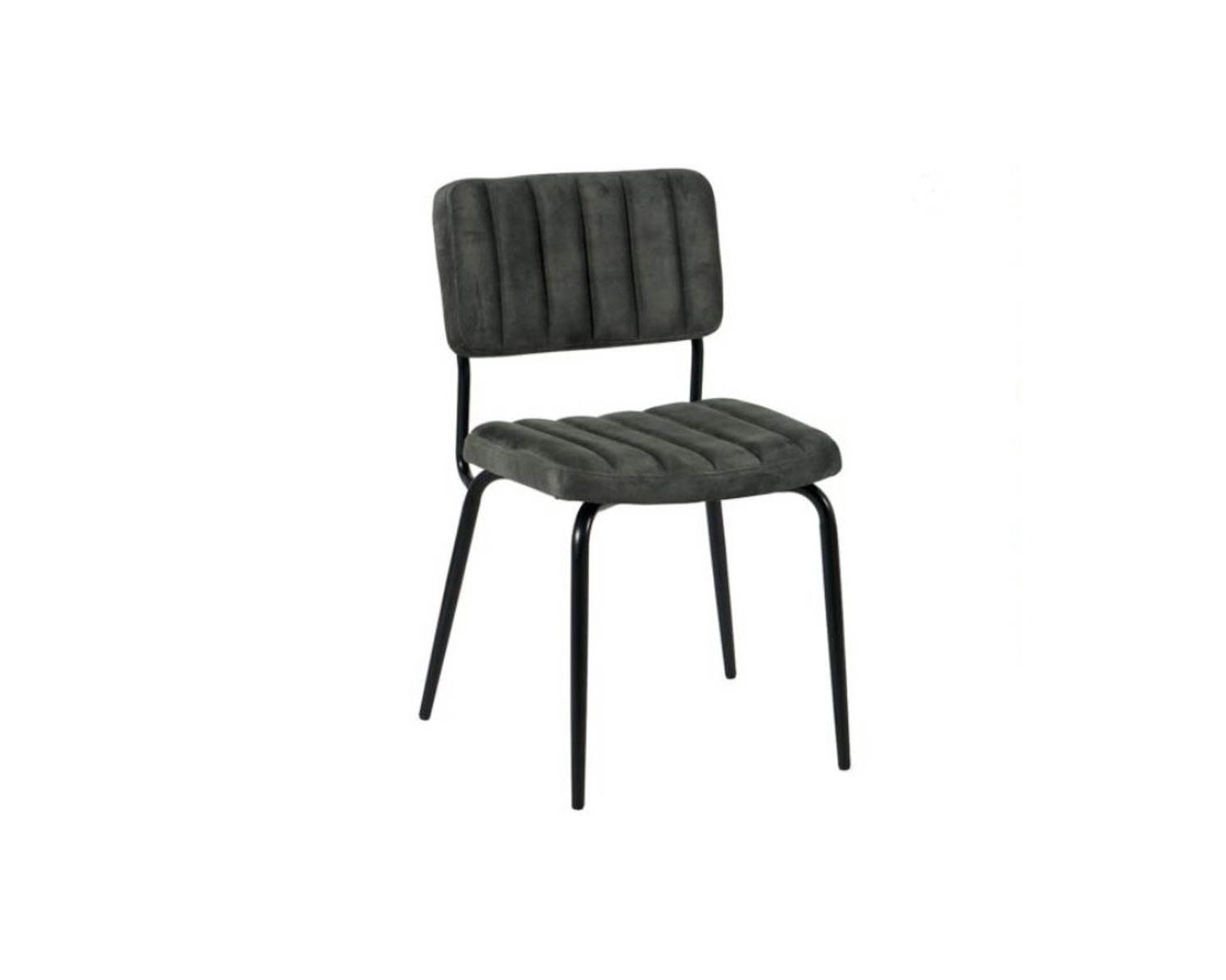 Lot de 2 chaises velours anthracite et métal noir "Lia"