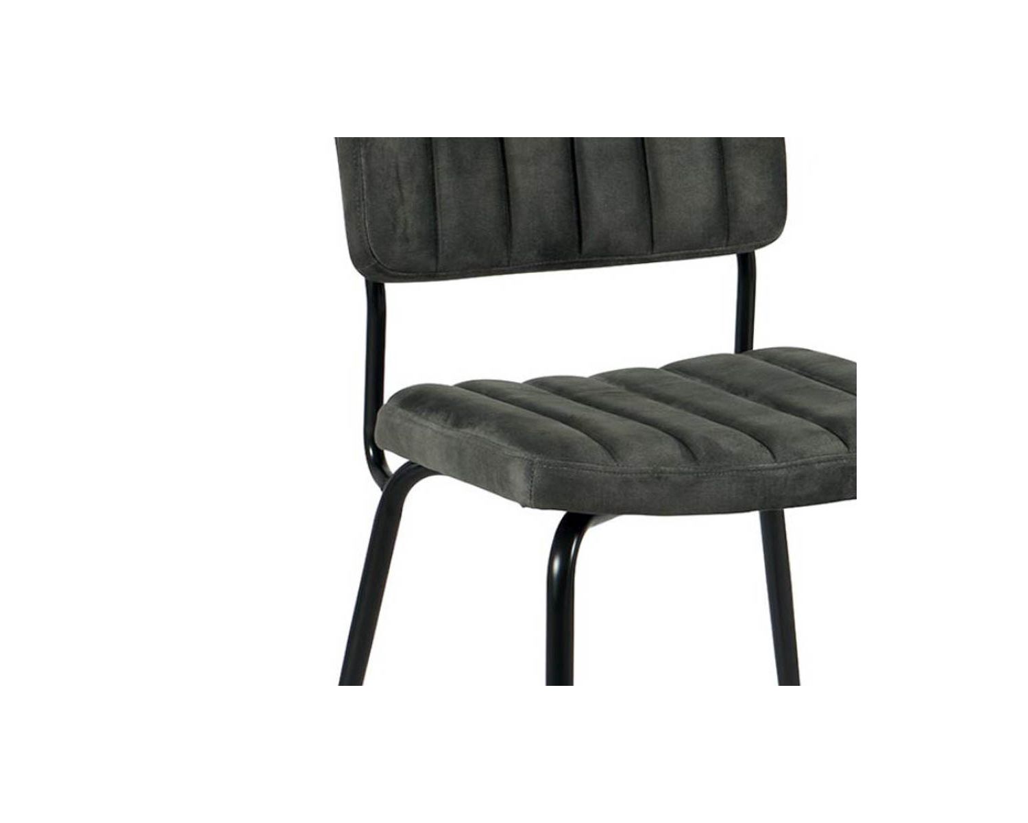 Lot de 2 chaises velours anthracite et métal noir "Lia"