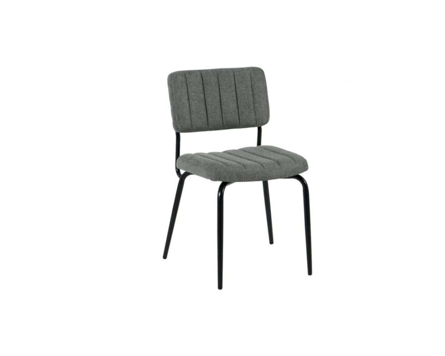 Lot de 2 chaises rétro en tissu gris et métal noir "Lia"
