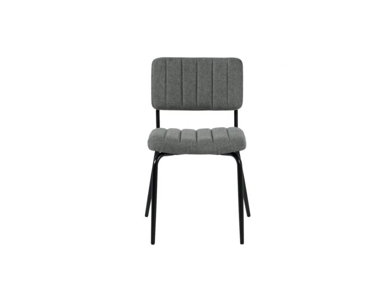 Lot de 2 chaises rétro en tissu gris et métal noir "Lia"